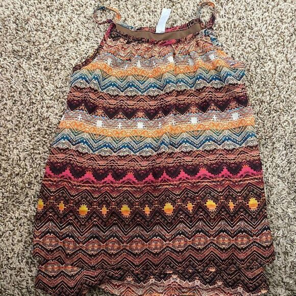 Beautees Girl’s Size Small Tank Top Brown Tribal Pattern Sleeveless Bohemian - Picture 1 of 2